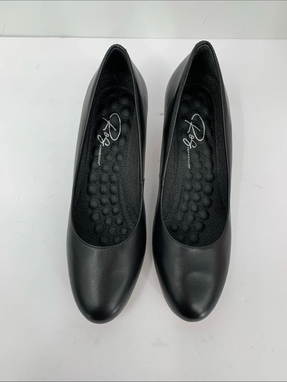 Ros Hommerson Joy II black leather pumps heel shoe comfort slip-on women new 8